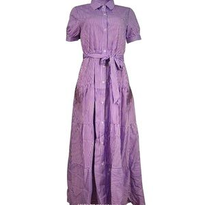 NWOT Long shirt, type dress size XL, white, and purple short sleeve